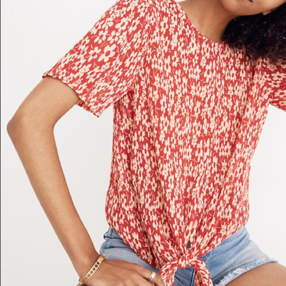 Madewell | Crinkle Button-Back Tie Tee